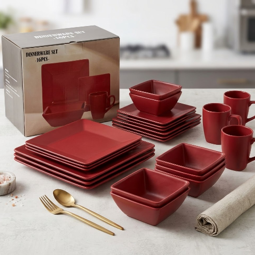 Happy 16pcs f2 flower dinner set square