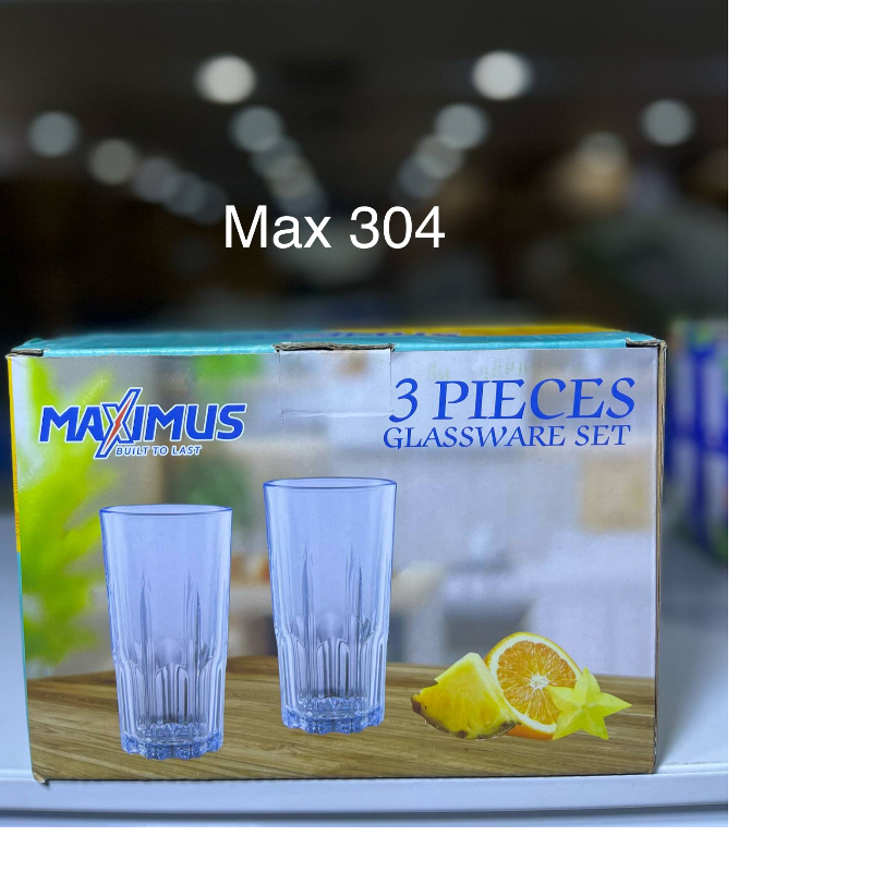 MAXIMUS 3PCS GLASS TUMBLER MAX 304