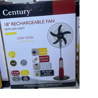 century rechargeable fan 45e 18inches