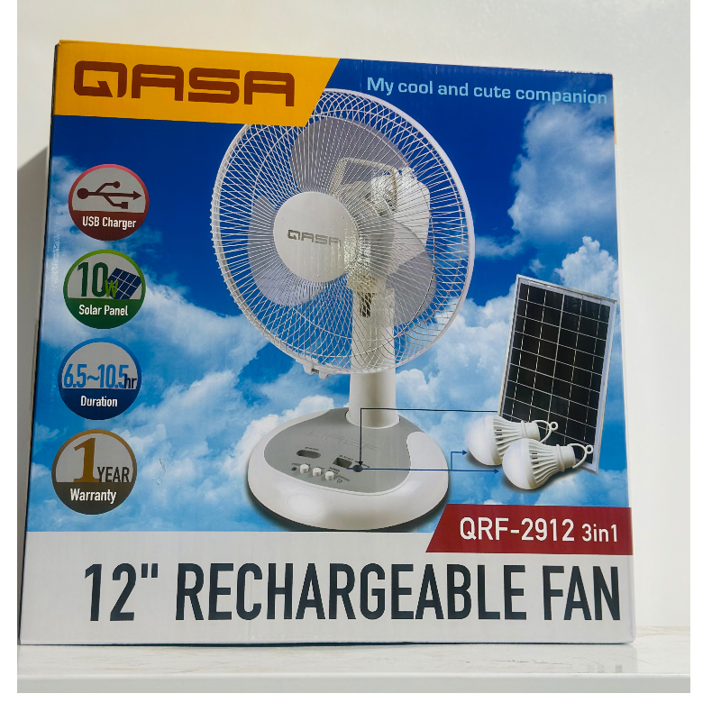 QASA RECHARGEABLE FAN 2912 3 IN 1