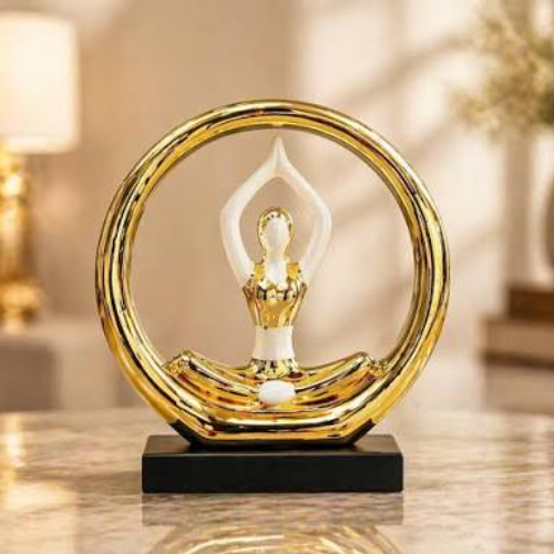 Round yoga ceramic figurine