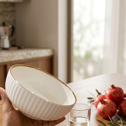 Smp ddb202-6 6 inches white bowl gold edge