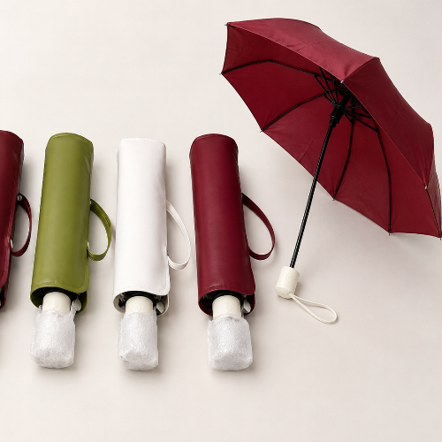 Leather pouch foldable umbrella