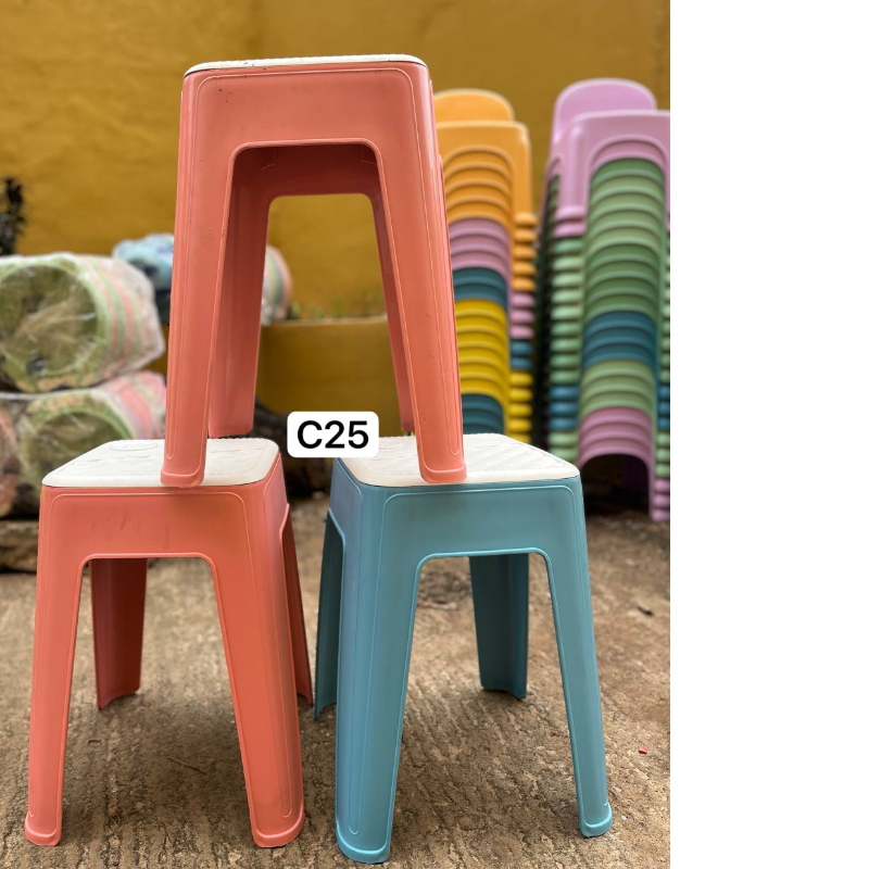 LEENO C25 COLORFUL PLASTIC STOOL WITH WHITE SEAT