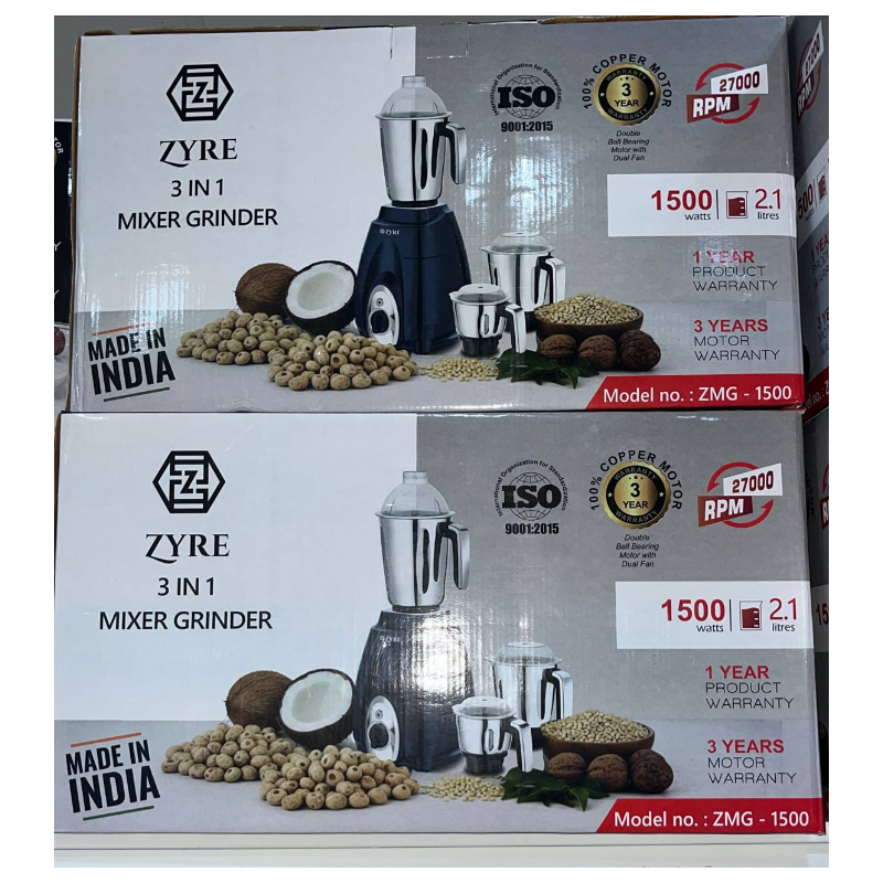 ZYRE 3 IN 1 MIXER GRINDER ZMG-1500