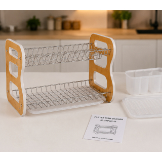 WH Wooden Dish rack 2layer 22inches b shape