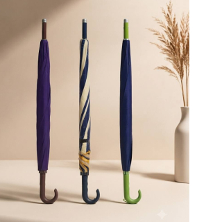 Curved handle plain umbrella