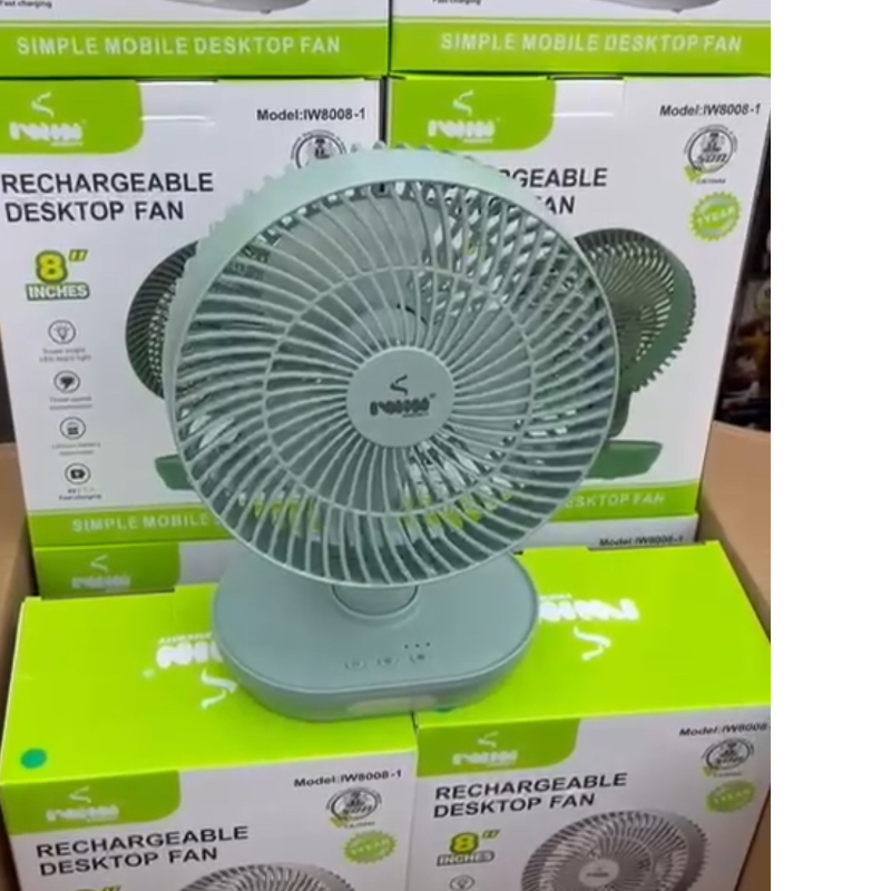IWIN RECHARGEABLE FAN 8 INCHES IW8008-1