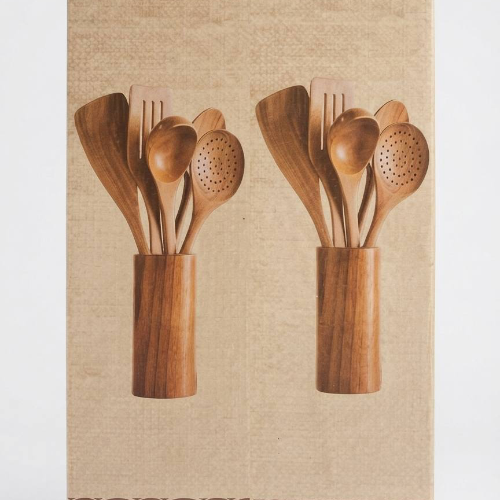Wooden cooking utensil set